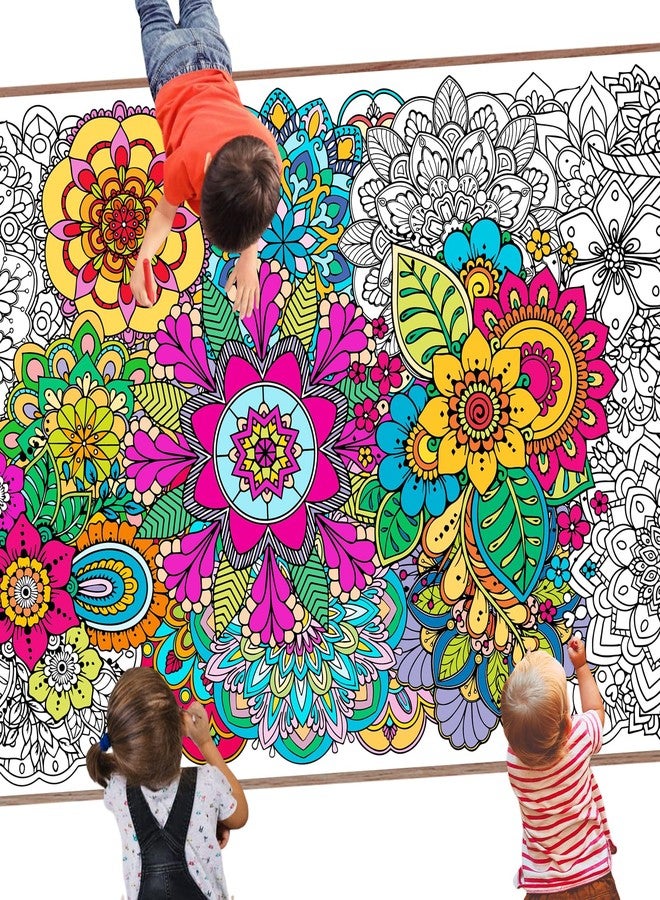 Leezead Mandala Giant Coloring Poster, 55.1 x 23.6 Inches Large Mandala Themed Coloring Poster&Table Cover Party Drawing Paper Tablecloth for Home Classroom Party Supplies Decorations - Image 1